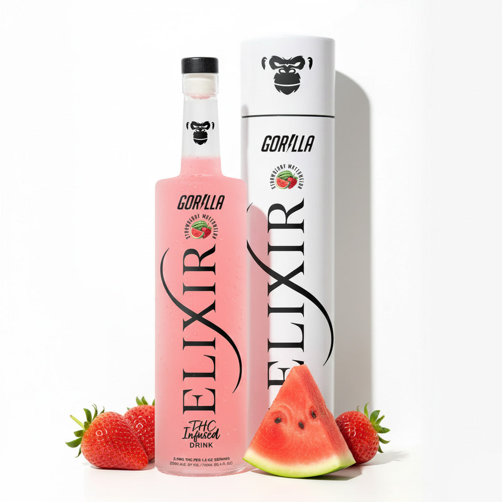 Gorilla Elixir Strawberry Watermelon bottle and tube